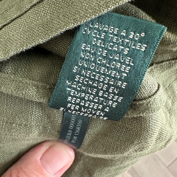 lauren ralph lauren linen safari vest 2x olive green cargo utility drawstring - Picture 8 of 14